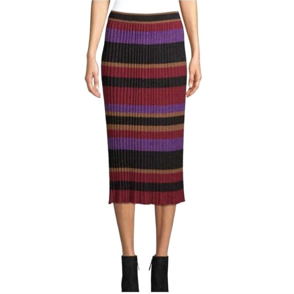 Sui by Anna Sui Colourful Striped Lurex Accent Midi Knit Skirt S